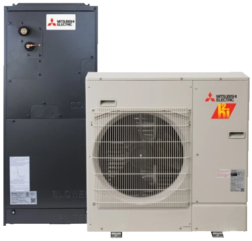 Mitsubishi SVZ air handler with SUZ Hyper-Heat outdoor unit