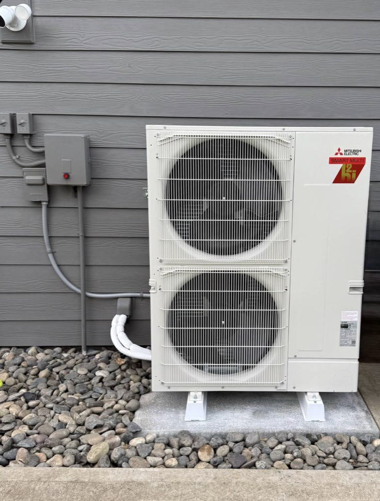A Mitsubishi Smart Multi Hyper-Heat outdoor unit Pacific Peak installed