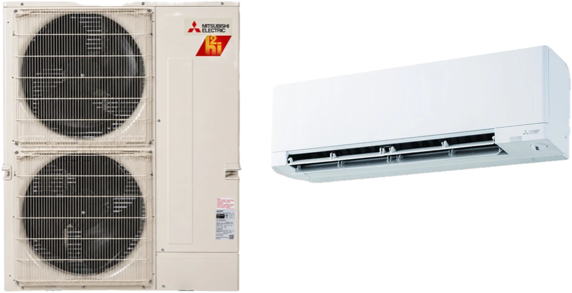 Mitsubishi Hyper-Heat outdoor unit and a ductless wall unit