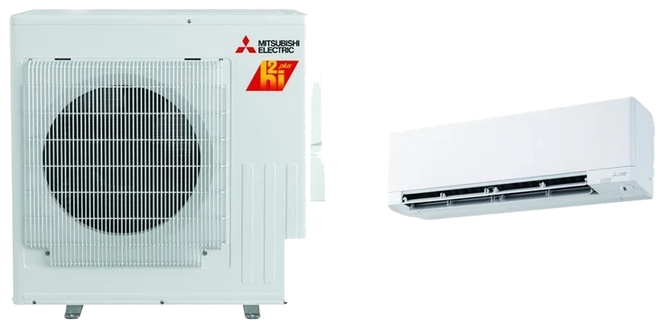 Mitsubishi Hyper-Heat outdoor unit and a ductless wall unit