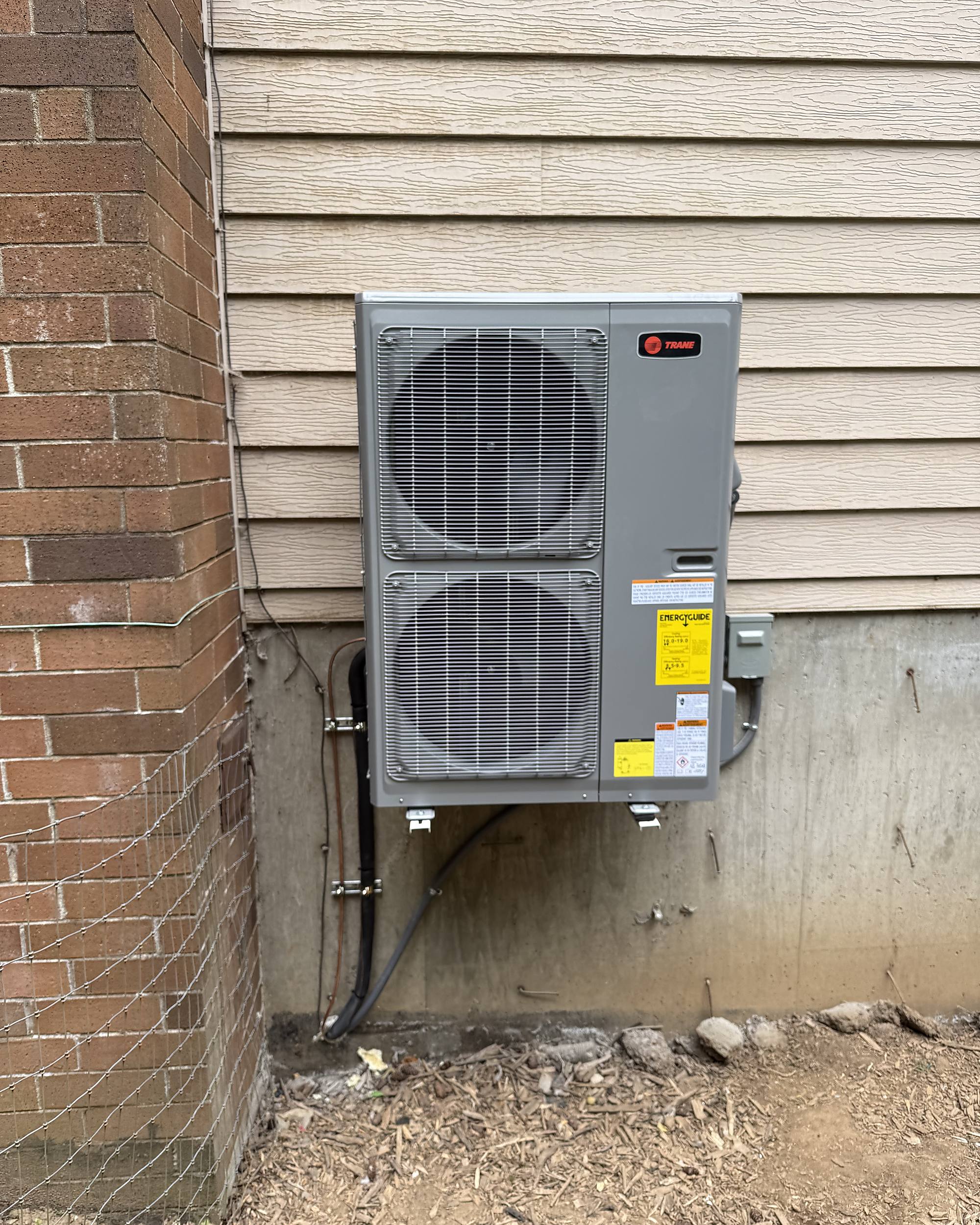 After: new Trane wall-mounted system installed by Pacific Peak after a failed compressor